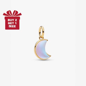 Halsmånehänge för armband eller halsband i silver, halsbandshänge, handgjort till jul, present till henne, resehänge