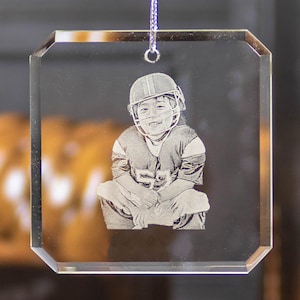 Engraved Ornament - Glass Photo Ornament, Memorial Gifts, Sympathy Gift, In Loving Memory, Gift for Dad