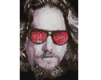 Jeff Bridges portrait counted Cross Stitch Pattern The Big Labowski