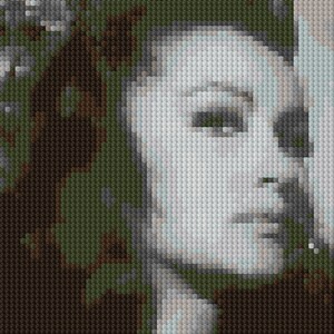 Julie Newmar as Catwoman counted Cross Stitch Pattern in grayscale - instant download