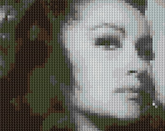 Julie Newmar as Catwoman counted Cross Stitch Pattern in grayscale - instant download