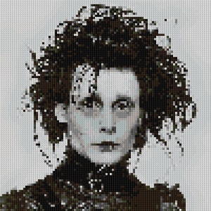 Edward Scissorhands portrait counted Cross Stitch Pattern Johnny Depp