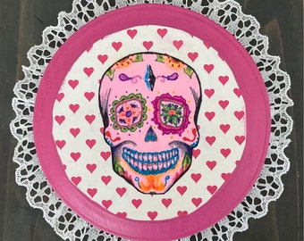 Day of the Dead original Kunst - Pink