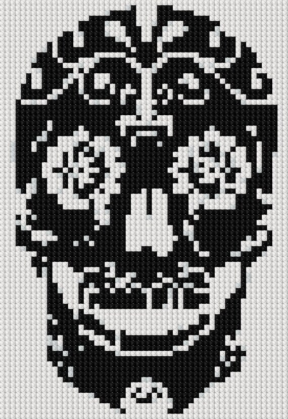 simple sugar skull day of the dead cross stitch pattern etsy