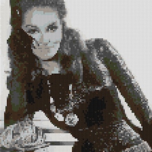 Julie Newmar as Catwoman counted Cross Stitch Pattern in grayscale - instant download