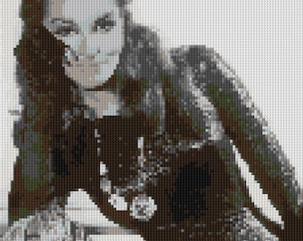 Julie Newmar as Catwoman counted Cross Stitch Pattern in grayscale - instant download