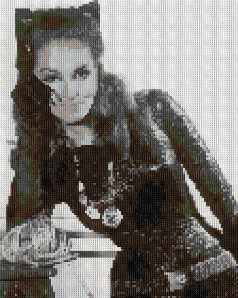 Julie Newmar as Catwoman counted Cross Stitch Pattern in grayscale instant download image 1