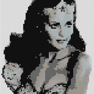 Linda Carter nei panni di Wonder Woman ritratto in bianco e nero contato Schema punto croce
