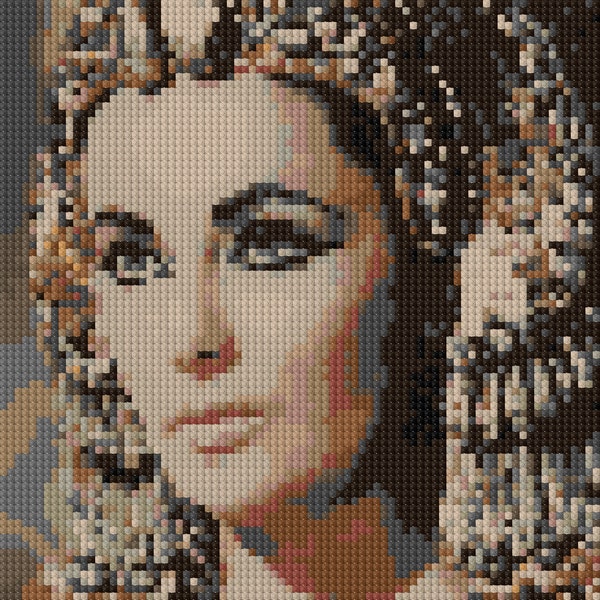 Portrait of Elizabeth Taylor as Celopatra counted Cross Stitch Pattern detailed digital download