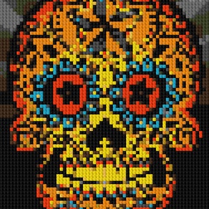 Sugar Skull Day of the Dead counted Cross Stitch Pattern nautical star
