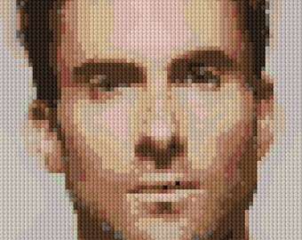 Portrait of Adam Levine counted Cross Stitch Pattern detailed digital download
