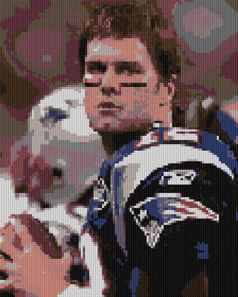 Tom Brady Portrait Counted Cross Stitch Pattern New England Patriots Etsy
