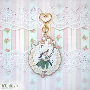 Lily of the Valley Fairy Wooden Keychain