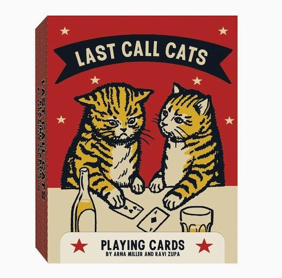 Last Call Cats Playing Cards – Funny Cat-Themed Deck, Bar Games & Party Cards, Illustrated Playing Cards