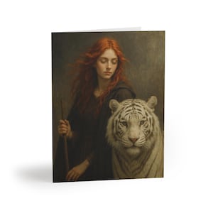 Biglietti d'auguri artistici con incantevole disegno di tigre, set di biglietti per amanti della natura,
