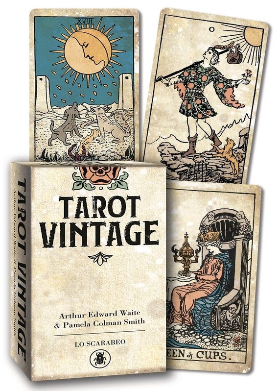 Vintage Tarot Deck – Linen-Finish Antique Style 78-Card Rider-Waite Inspired Tarot by Waite & Smith