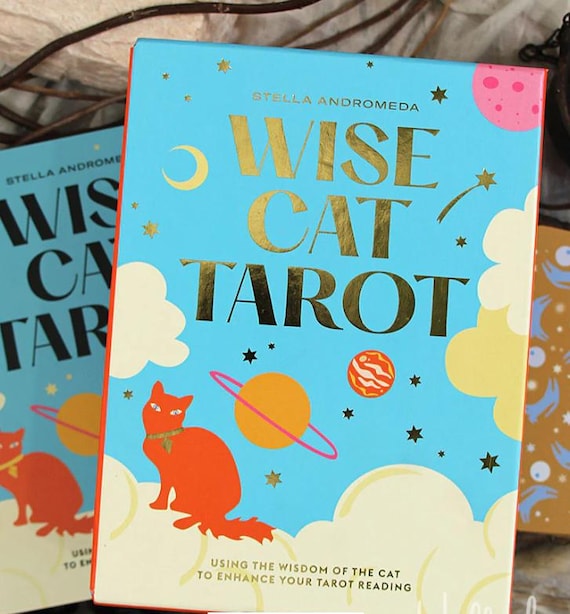 Wise Cat Tarot Deck – 78 Card Tarot with Guidebook, Cat-Themed Divination Cards, Spiritual Gift