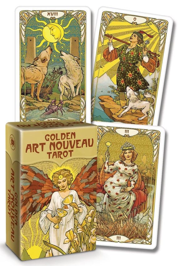 Golden Art Nouveau Tarot Deck: Travel Size with Guidebook