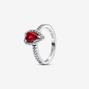 Erhöhtes rotes Herz Ring, Charms für Armband, Muttertagsgeschenk, Pandora Ring, Mädchen Geschenke