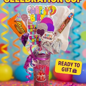 Custom Glitter Birthday Tumbler: Candy Topped Celebration Cup