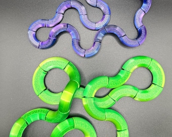 3D-geprint twisty link-fidgetspeeltje: flexibele scharnierende rondingen, 360-graden connectoren, vormbaar bureauspeelgoed