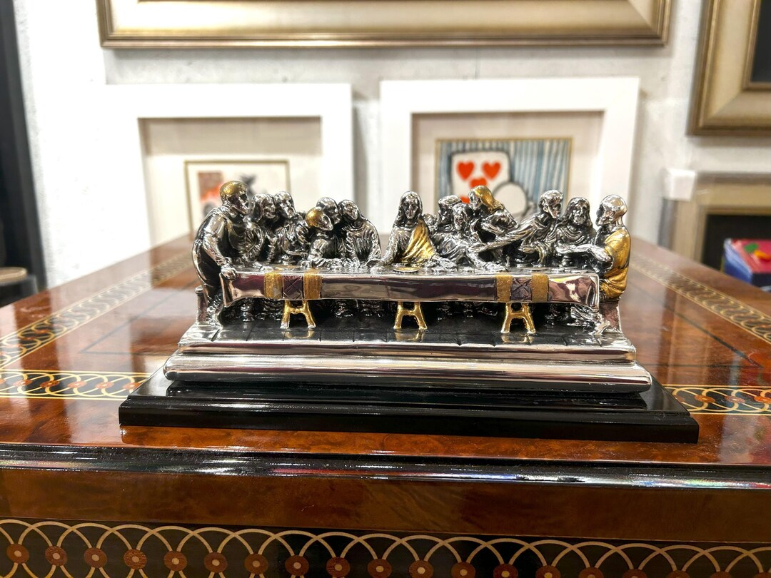 925 Silver Plated Last Supper Easter Gift Home Decor Art Table Top Gift ...