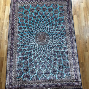 Sky blue Area Rug Carpet Mat Living Room Vintage Style Classic Oriental Traditional Persian design Moroccan Boho BRAND NEW