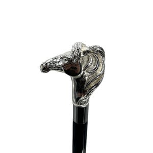 Italian Silver Dazzling Horse handle cane Hand carved cane Wooden walking stick Walking Hiking stick Carved cane Custom walking cane