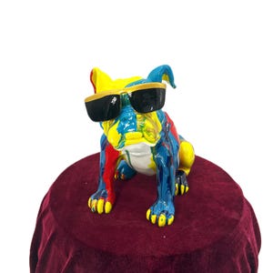 Colorful Cool Canine Dog Sculpture - Abstract Pop Art Statue - Modern Home Decor & Gift for Dog Lovers - Graffiti Style Resin Figurine