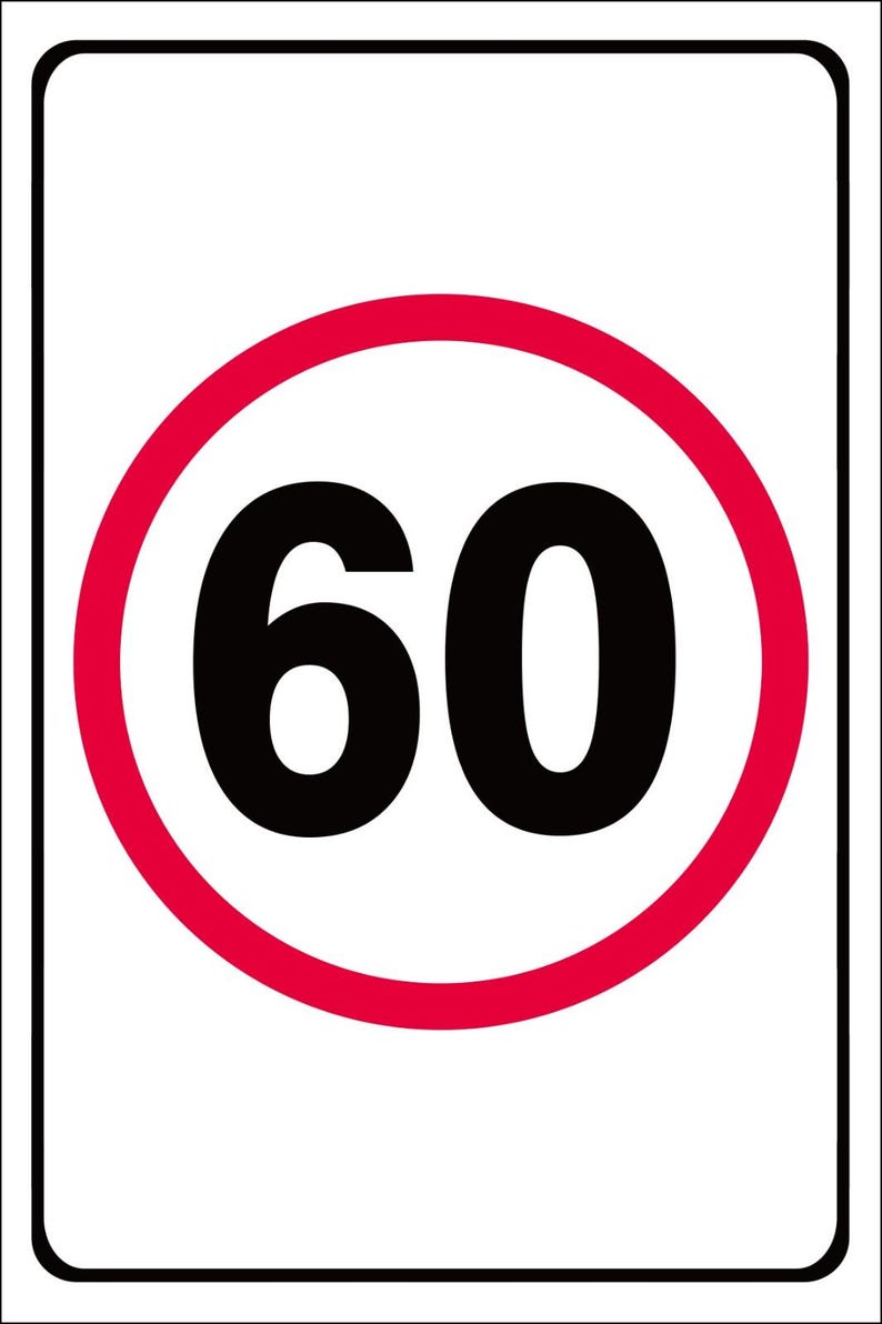 Outdoor 60kph Speed Limit Sign, Weatherproof (multiple Sizes Available ...