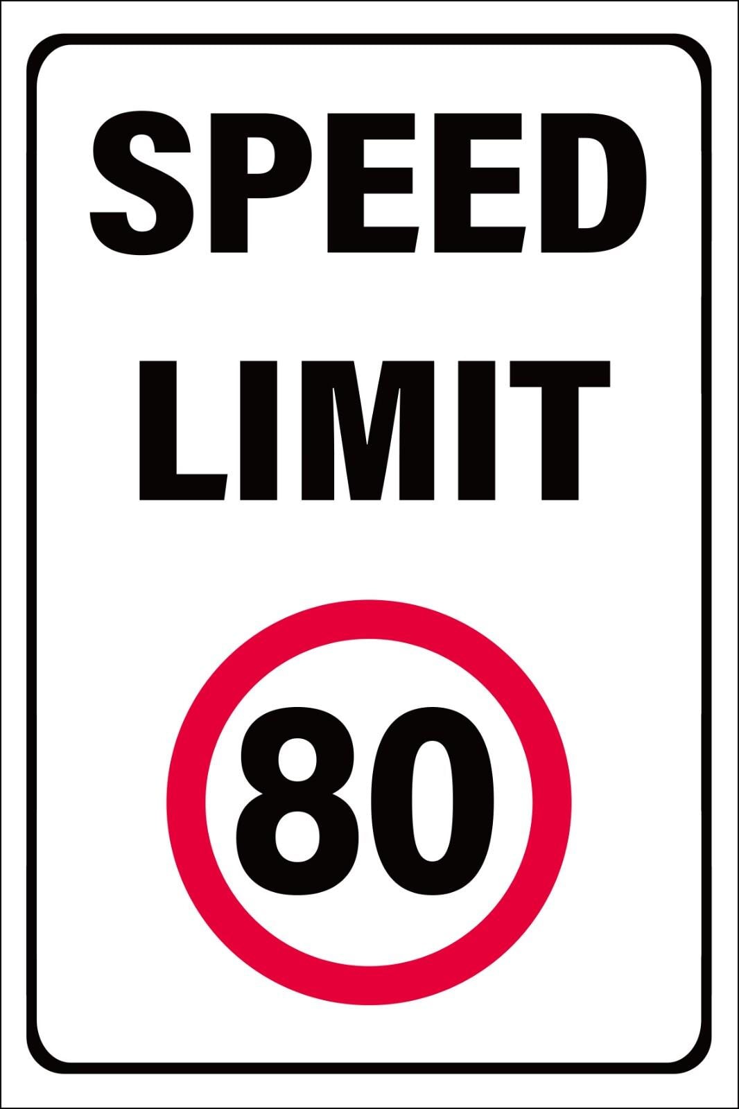 Outdoor Speed Limit Sign 80kph (weatherproof, Rain & Hail Resistant ...