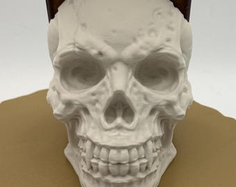 3D Printed Vampire Skull Phone Holder: Gothic Desk Decor