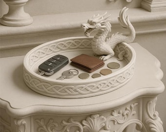 Dragon Guardian Celtic Catchall Tray – Ornate 3D Printable Entryway Organizer