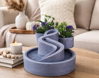 3D Printed Tabletop Fountain – Modern Zen Decor with Plant Holder