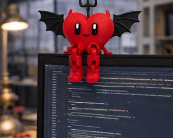 Flexi Devil Heart Figurine | 3D Printed Articulated Desk Buddy