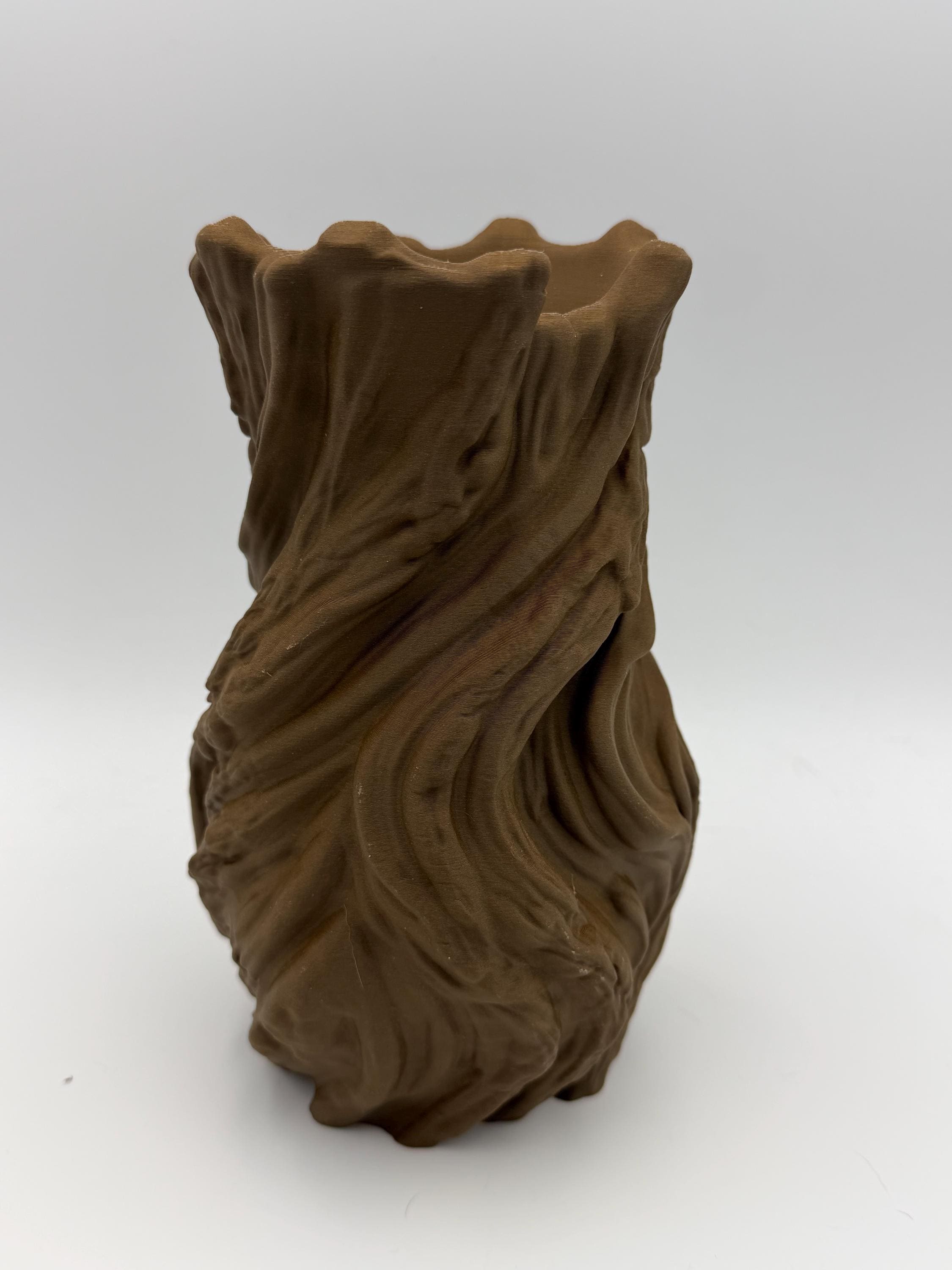 Twisted Wood Vase | Organic Nature Texture | Rustic Vase 3D Print