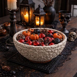 3D Printed Skull & Bone Bowl Gothic Candy Dish
