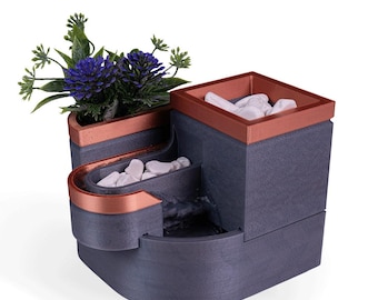 3D Printed Tabletop Fountain Planter: Zen Garden Water Feature