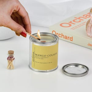 Mango Candle, Pineapple Candle, Pina Colada Candle, Tropical Candle, Luxury Fruity Candle, Vegan Soy Candle, Eco-friendly Candle, Tin Candle
