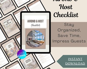 Checklista för Airbnb-värdar | Viktiga saker att veta om semesterbostäder | 13-sidig Canva-redigerbar PLR-e-bok för ägare och fastighetsförvaltare av korttidsuthyrning