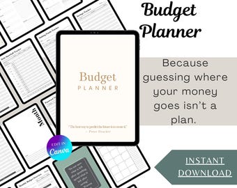 Budget Planner Digital | Monthly Budget, Sinking Funds, Debt Snowball Plan | PLR | Finance Bill Trackers | Savings Challenge | Without Dates