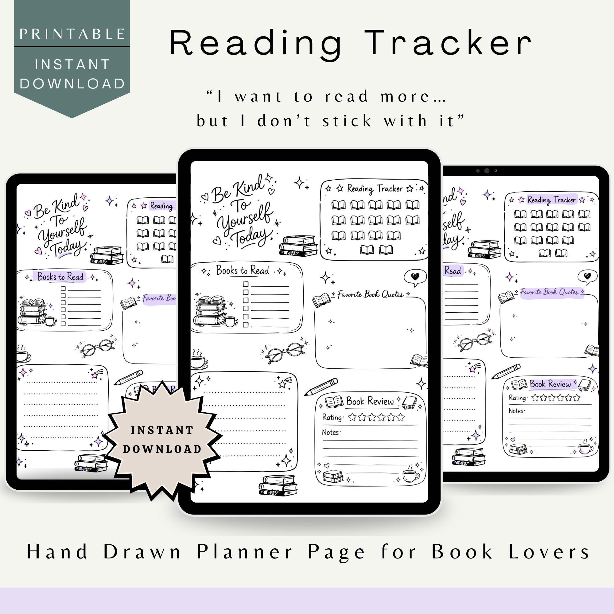Reading Tracker Printable | Book Log & Notes Page | Hand Drawn Planner ...