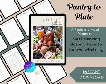 A Foodie's Meal Planner | Weekly Monthly Meal Planning | Recipe Cards | Grocery List | Pantry Inventory | Healthy Ideas | Budget | Cooking