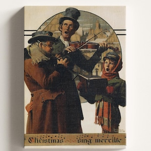 Christmas Trio by Norman Rockwell Canvas, Illustration Artwork, Vintage Poster, Christmas Gift Idea, Ready to Hang Canvas, Rockwell Artwork