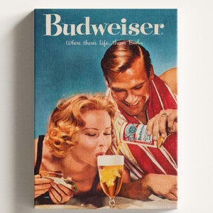 Vintage Beer Poster, Vintage Budweiser Advertising Canvas Print, Vintage Poster, Retro poster, Retro Advertising Canvas, Beer Poster