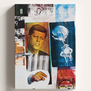 Retroactive II by Robert Rauschenberg Artwork, Robert Rauschenberg Canvas, Rauschenberg Kolaj Work Art, Kennedy Pop Art Canvas, Pop Art