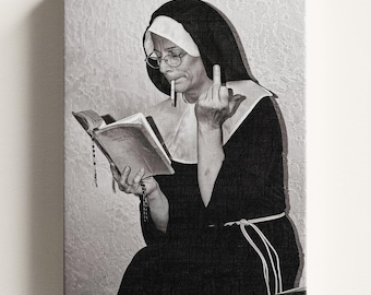 Vintage Porträt einer Nonne, Retro Fine Art Poster, Museumsqualität, Mittelfinger Wandkunst