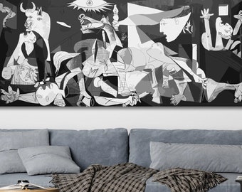 ピカソ　ゲルニカ　ウォールアート 白黒キャンバス 壁掛け Amazon.co.jp: 白と黒の有名な絵画 ピカソ・ゲルニカ ウォールアート