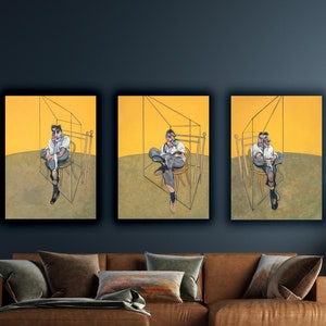 Three Studies of Lucian Freud Poster, Francis Bacon Triptych, Iconic Bacon Art, Ready to Hang Canvas, High Quality Poster Set, Gift Poster