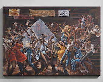 Die Sugar Shack Poster | Ernie Barnes Kunstwerk – Afroamerikanische Kunst – Moderne feine Kunst